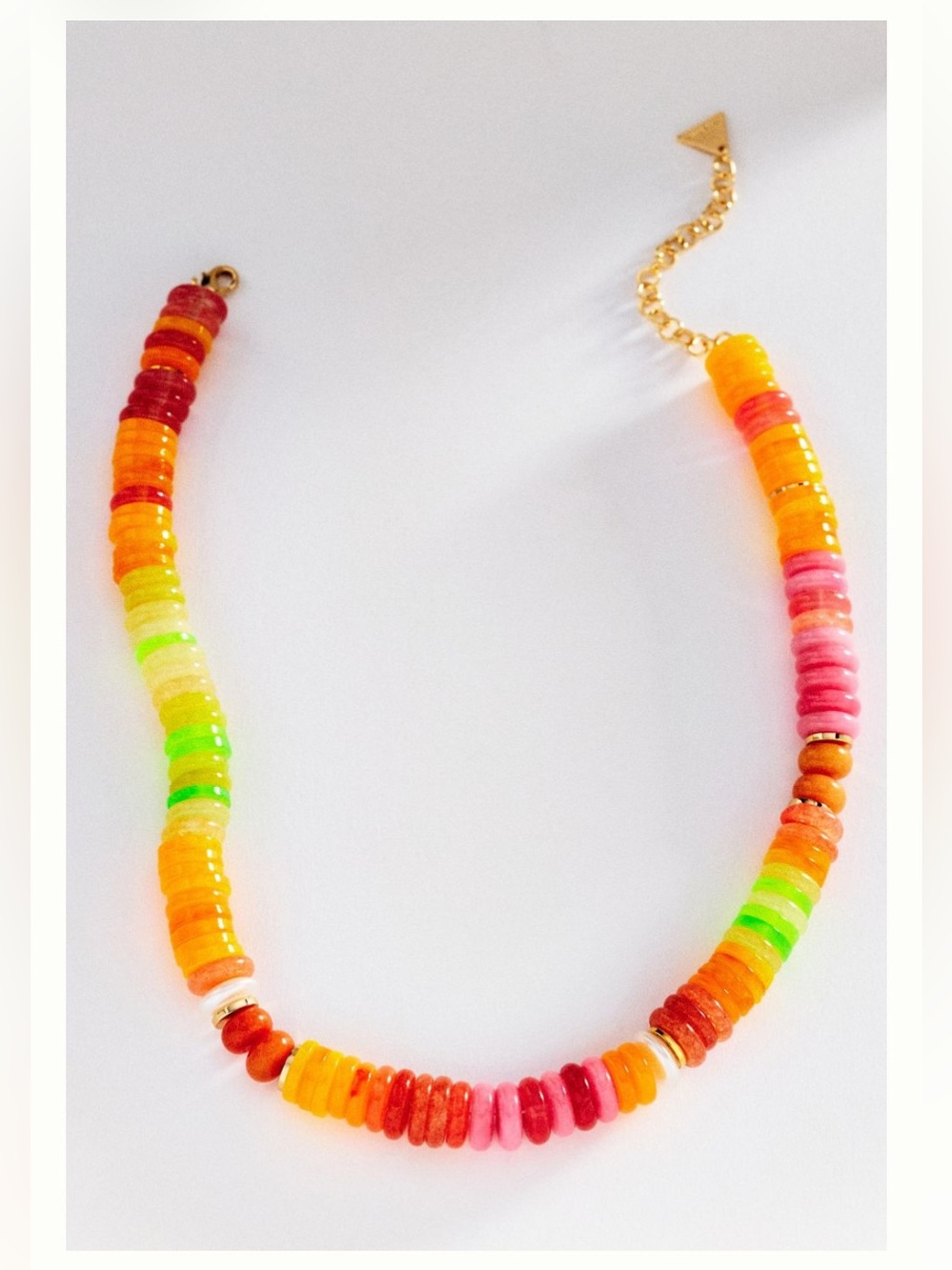 Anthropologie Jelly Beaded Necklace Pink Orange Neon Multicolor NWT